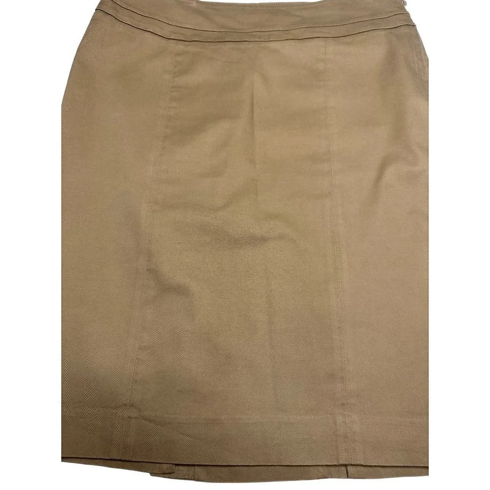 Loft, tan‎ color A-line skirt with double slit in back, size 4